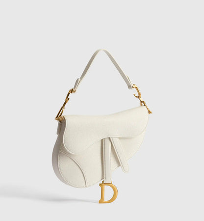 Grained Calfskin Small Saddle Bag with Strap