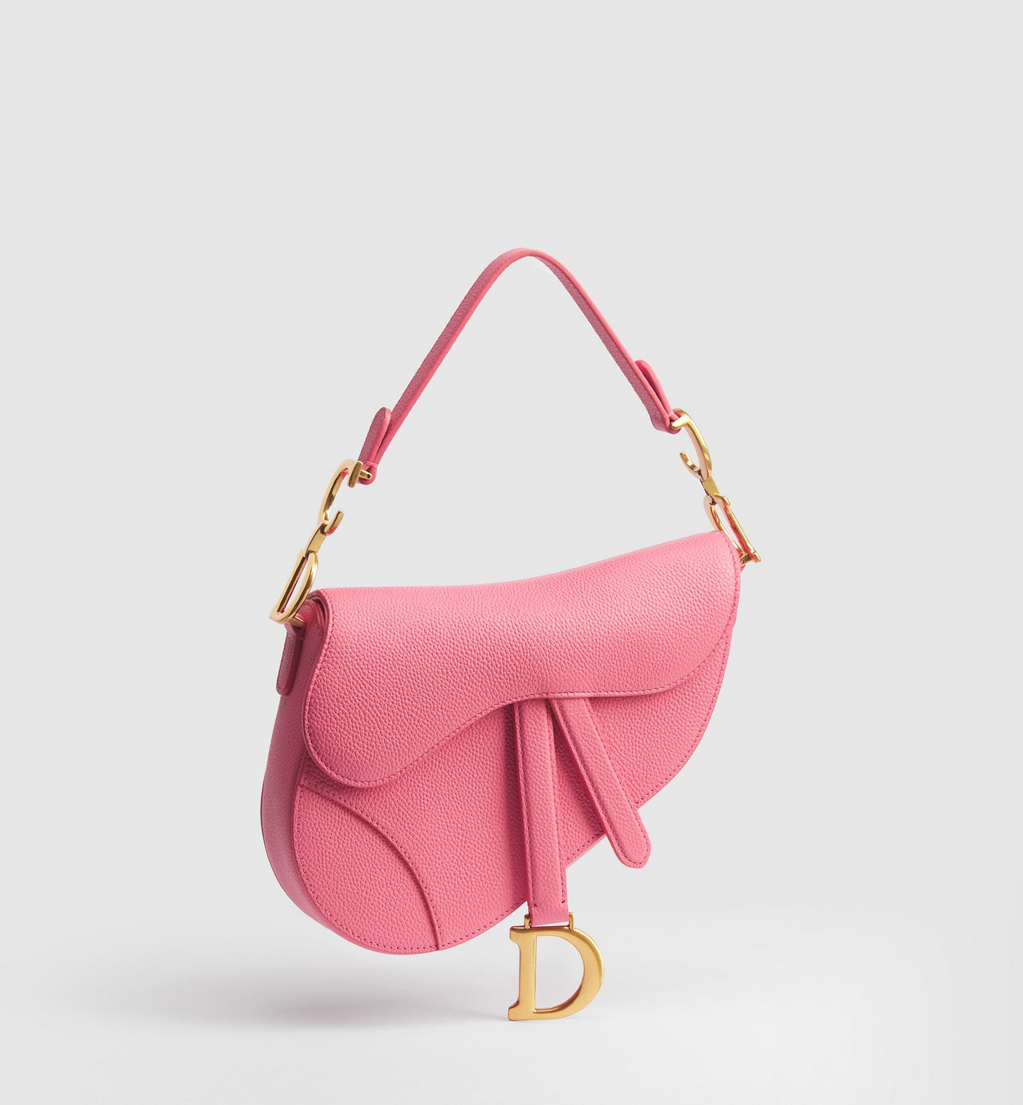 Grained Calfskin Small Saddle Bag with Strap