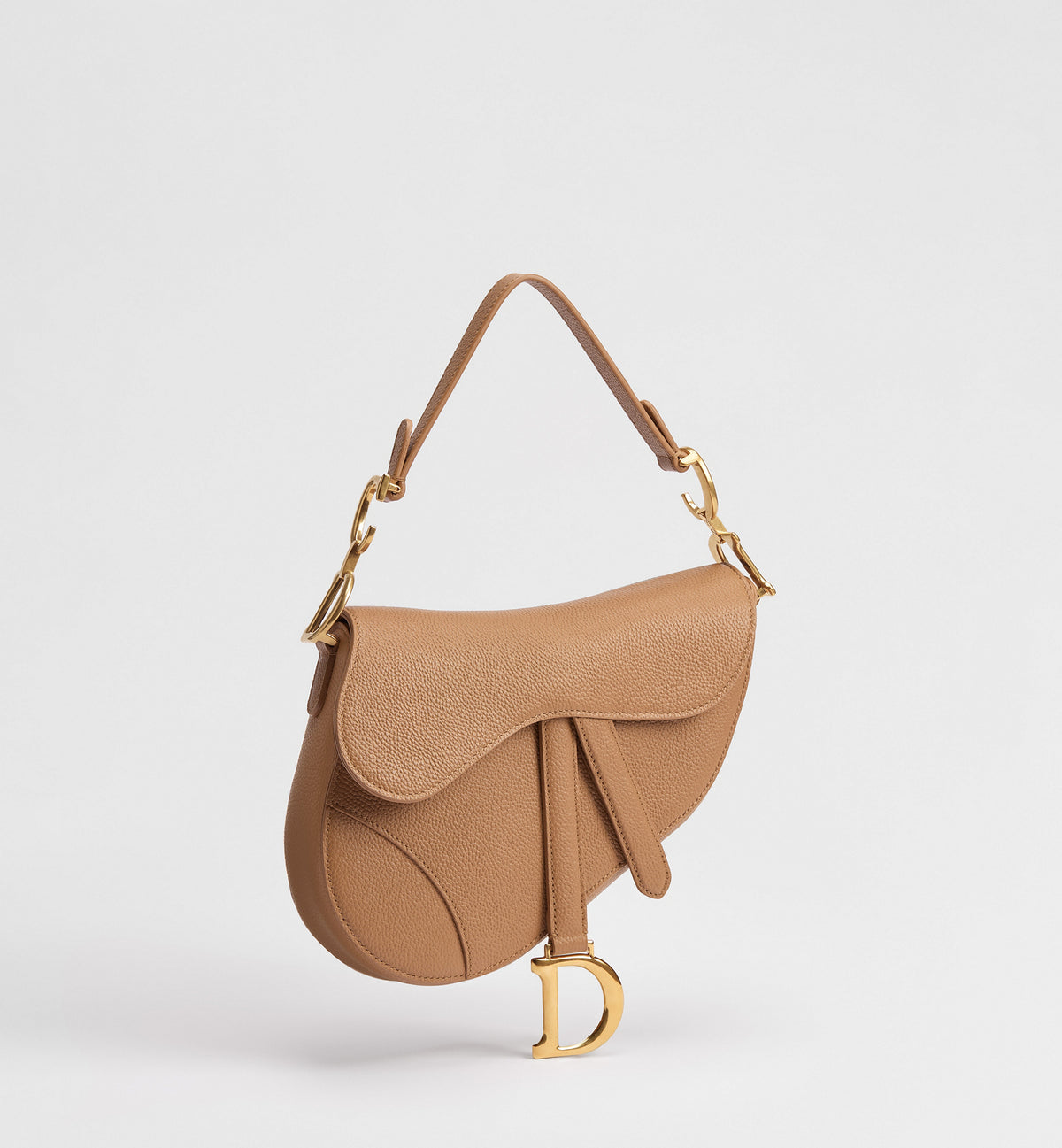 Grained Calfskin Small Saddle Bag with Strap