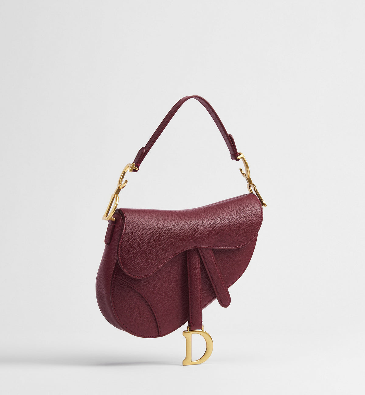 Grained Calfskin Small Saddle Bag with Strap