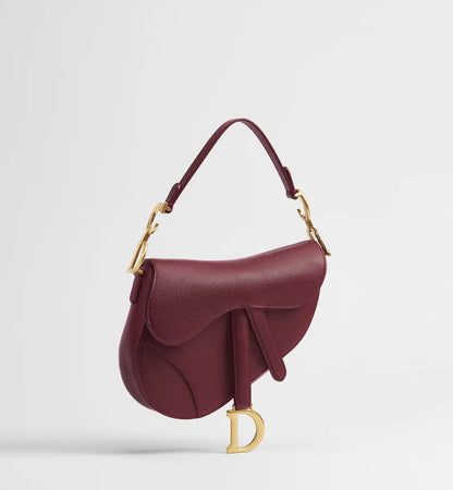 Grained Calfskin Small Saddle Bag with Strap