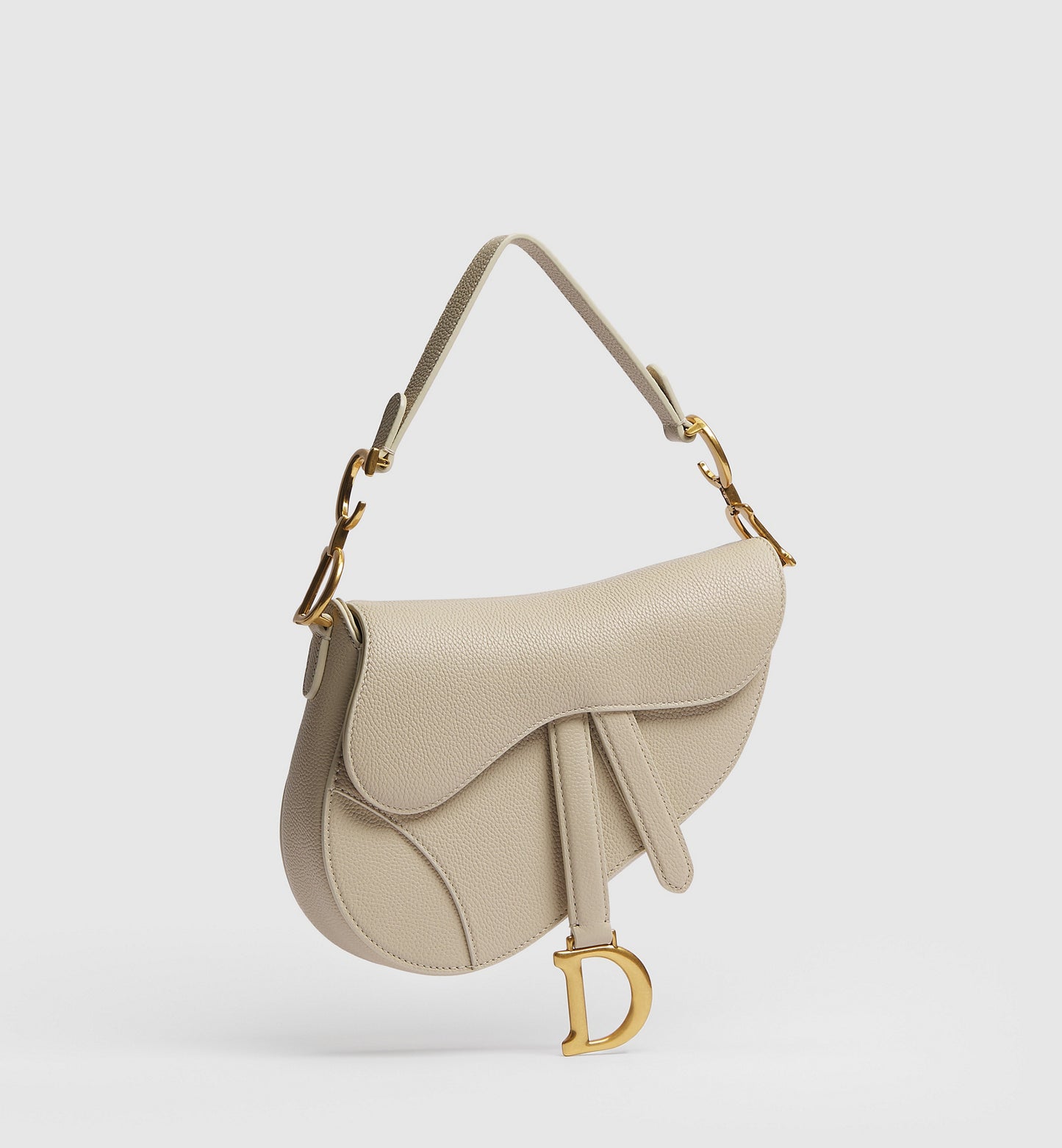 Grained Calfskin Small Saddle Bag with Strap