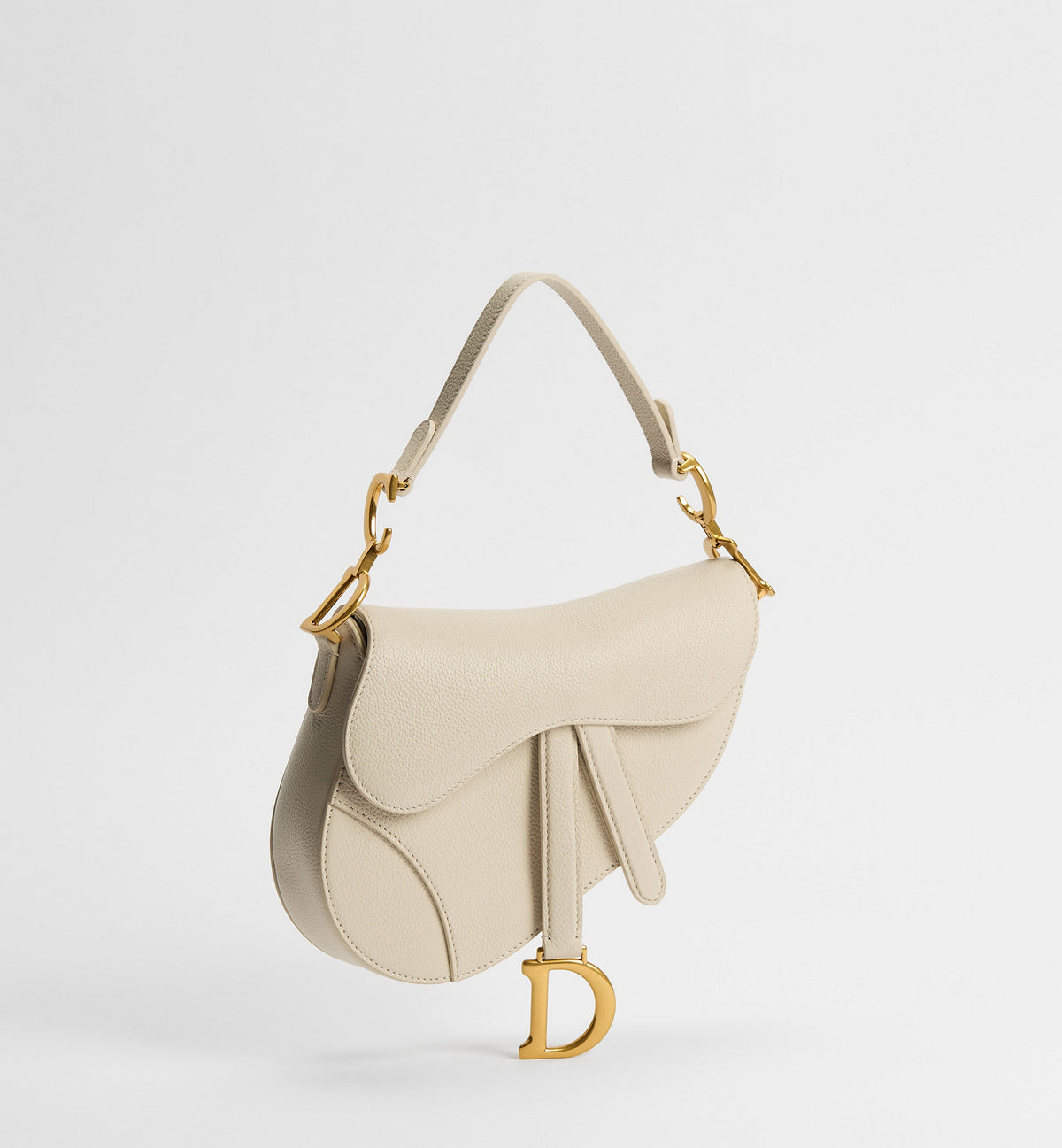 Grained Calfskin Small Saddle Bag with Strap
