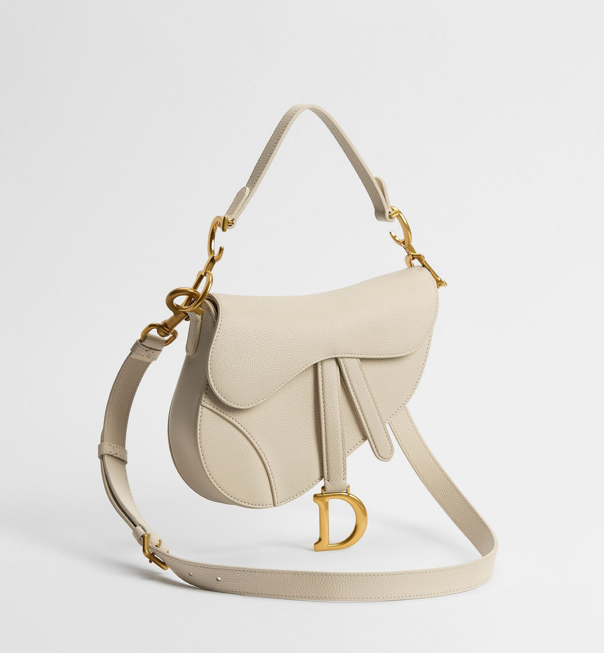 Grained Calfskin Small Saddle Bag with Strap