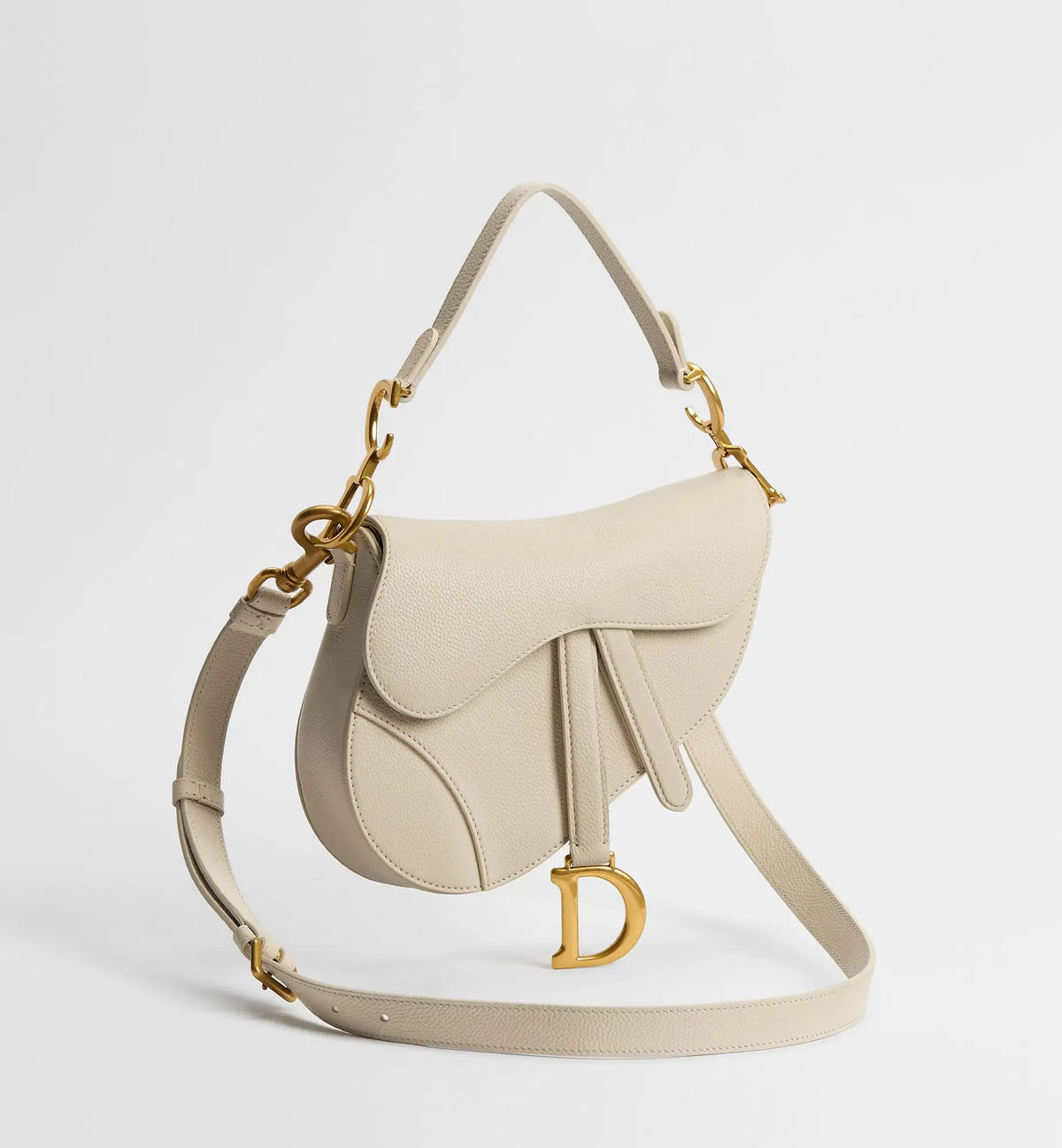 Grained Calfskin Small Saddle Bag with Strap
