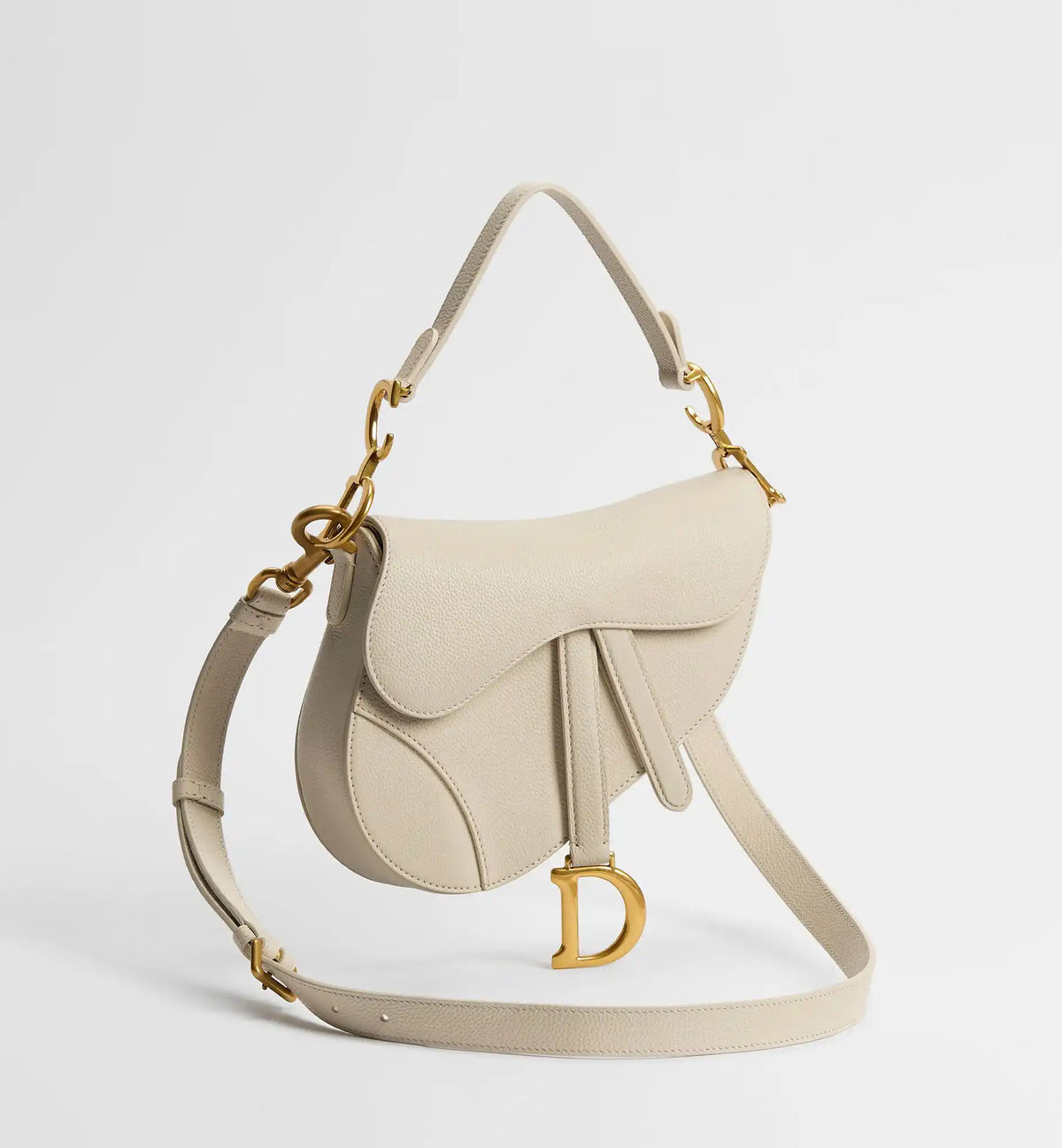 Grained Calfskin Small Saddle Bag with Strap