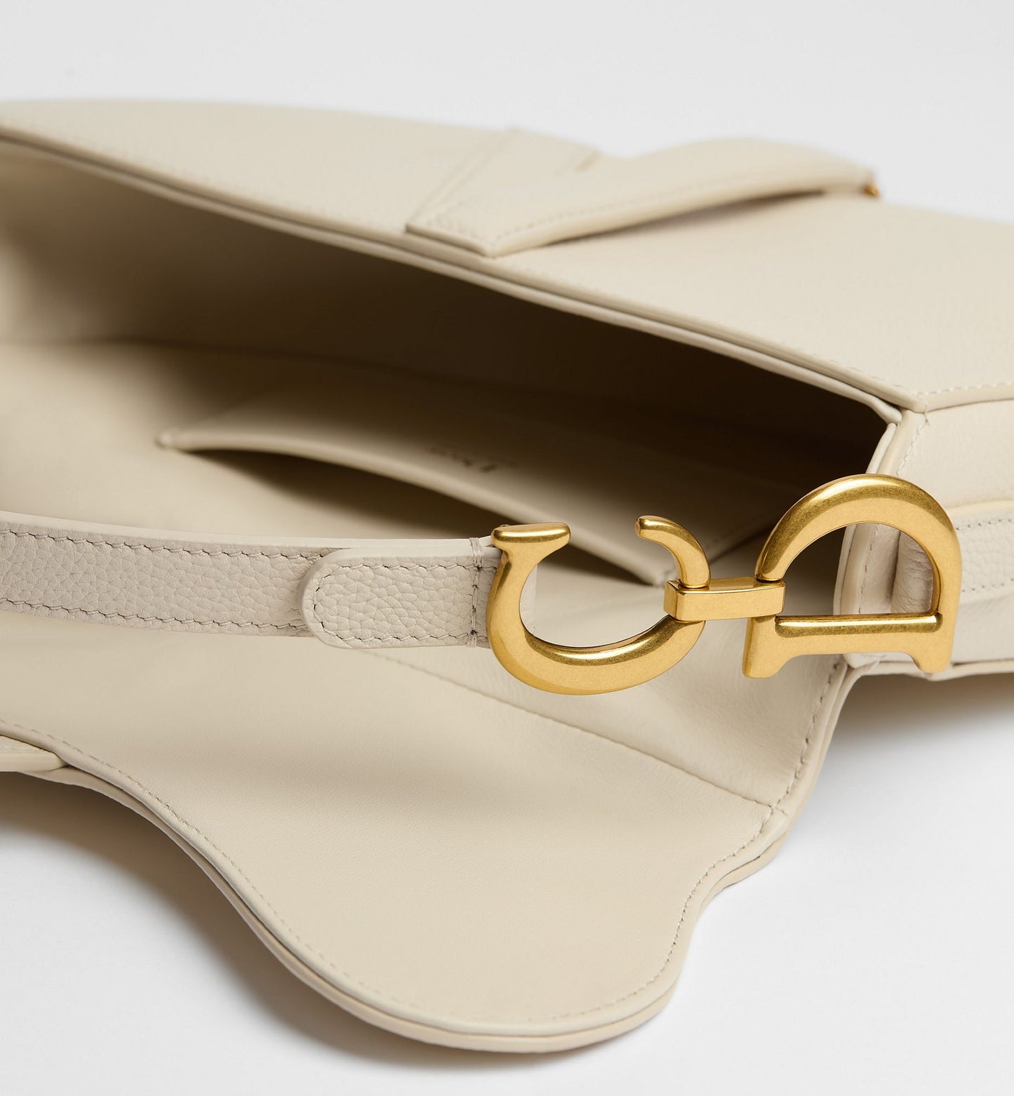 Grained Calfskin Small Saddle Bag with Strap