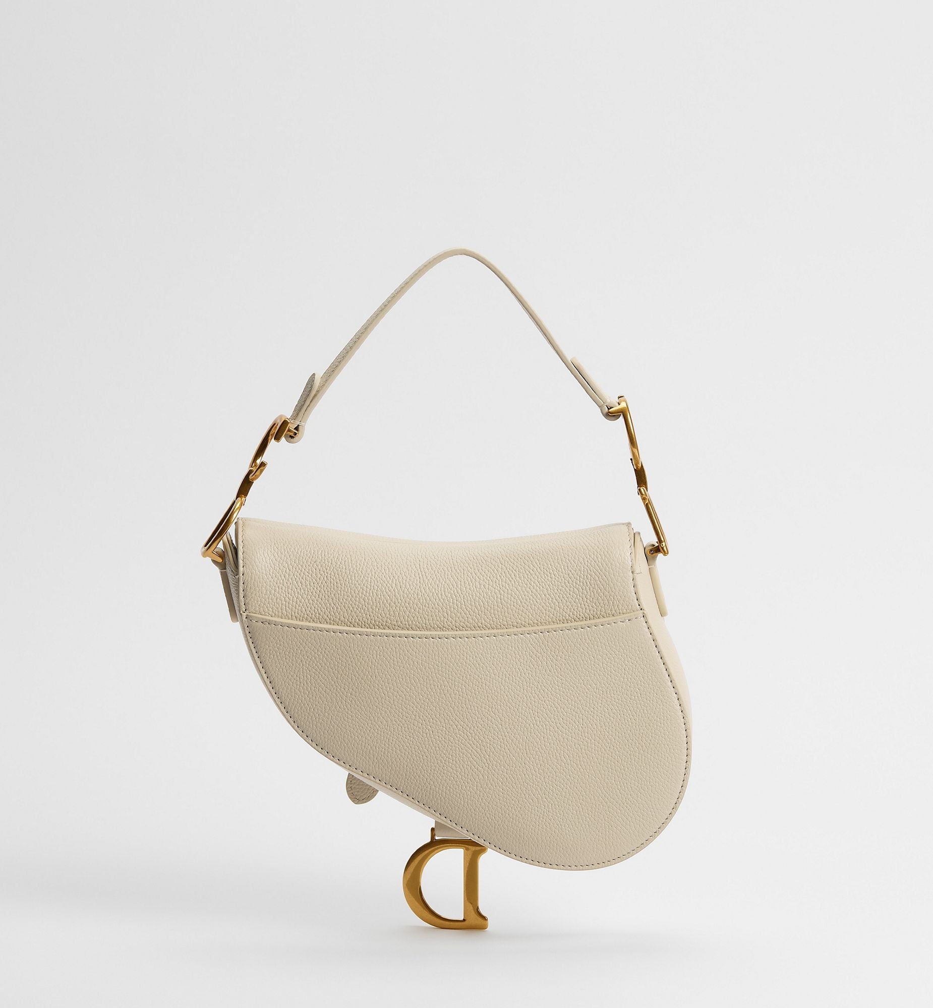 Grained Calfskin Small Saddle Bag with Strap