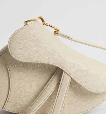 Grained Calfskin Small Saddle Bag with Strap