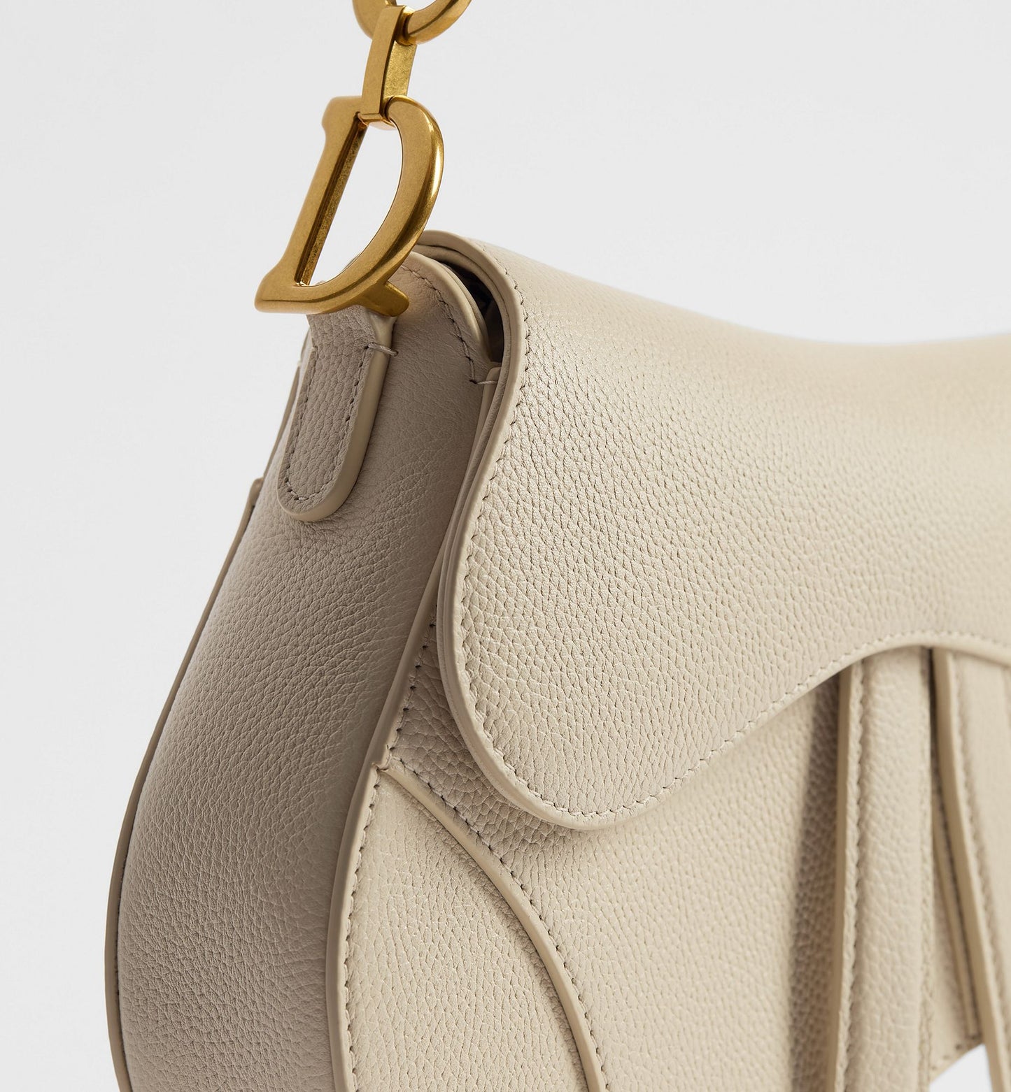 Grained Calfskin Small Saddle Bag with Strap
