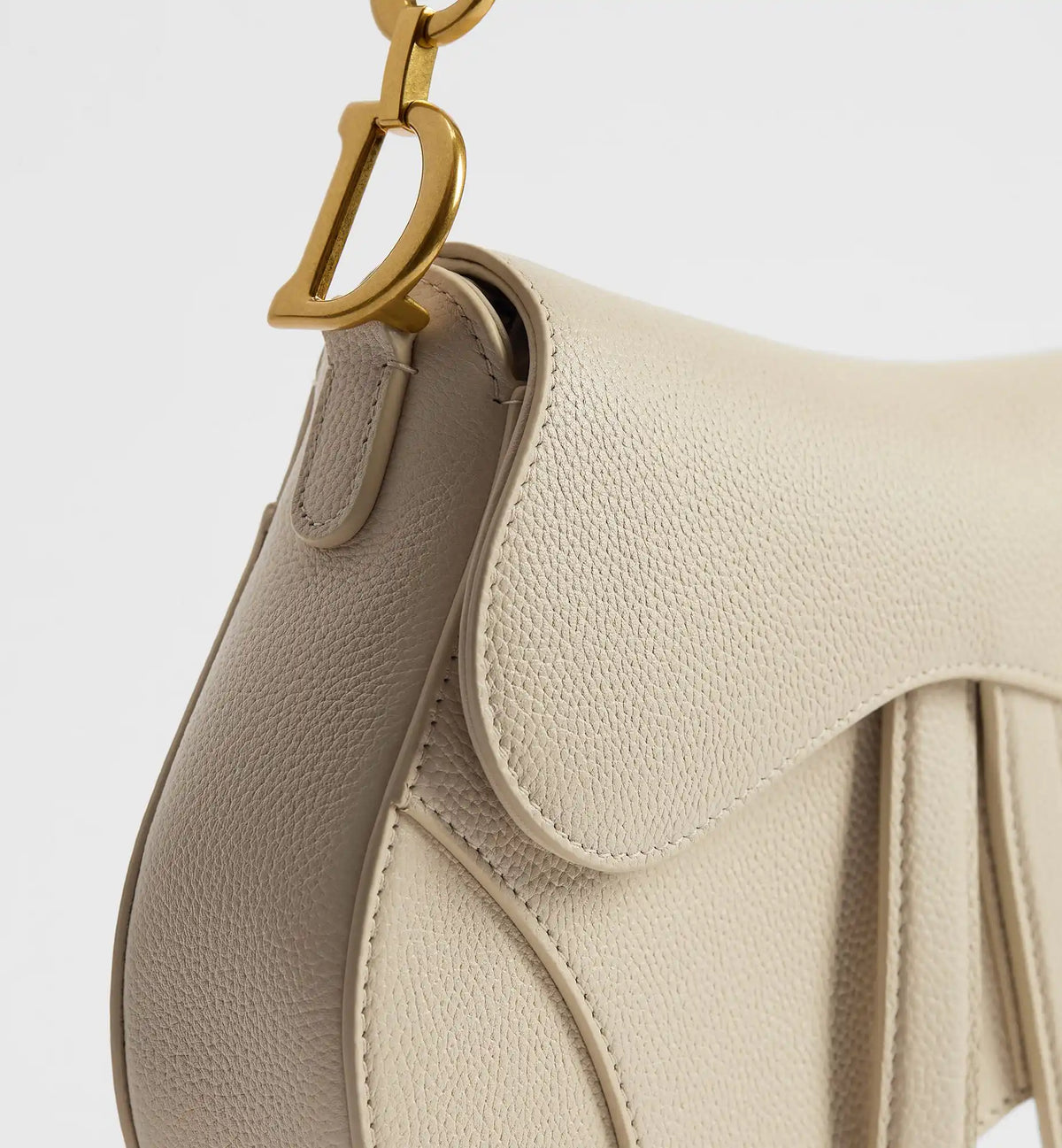 Grained Calfskin Small Saddle Bag with Strap