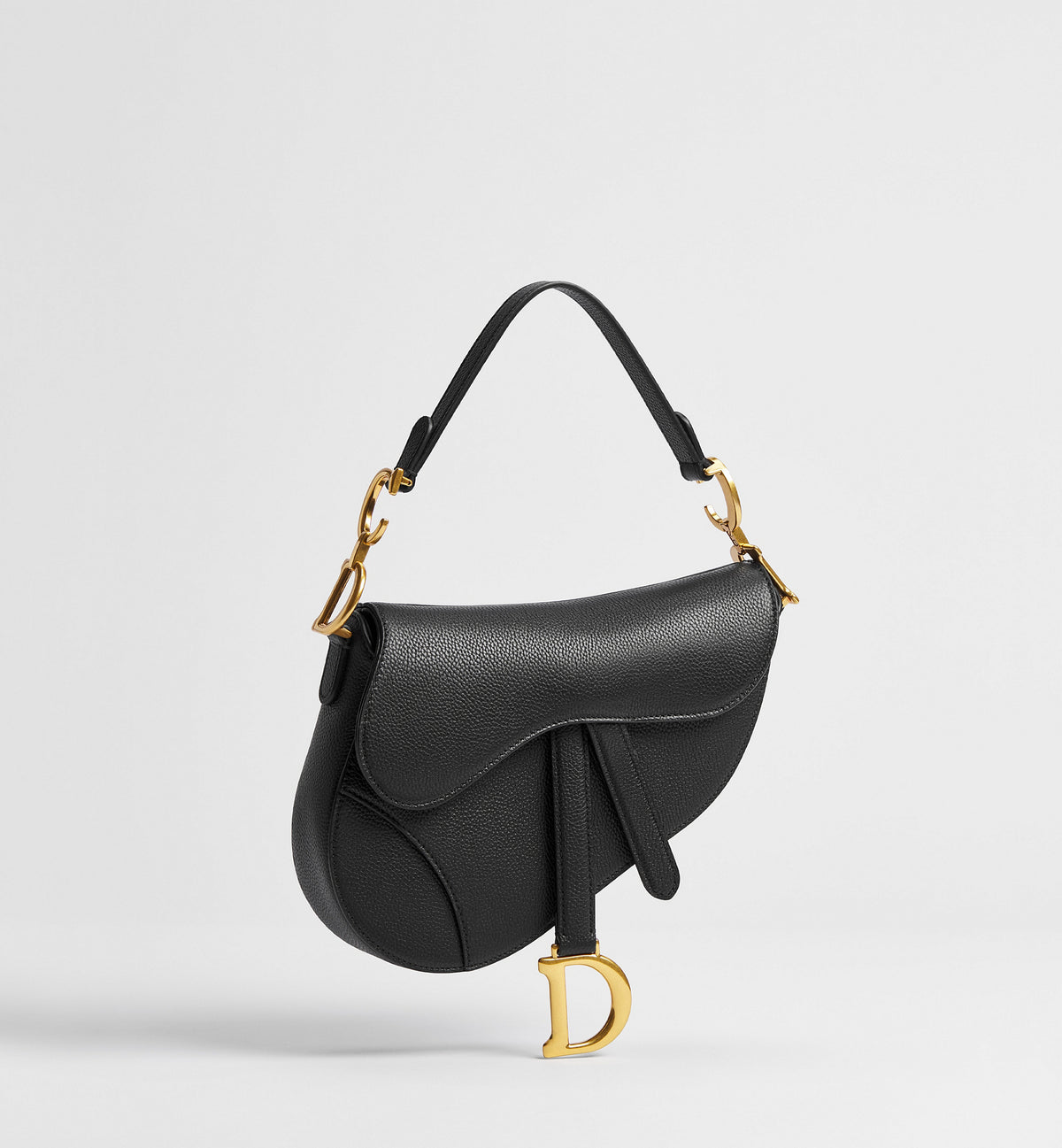 Grained Calfskin Small Saddle Bag with Strap