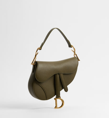 Grained Calfskin Small Saddle Bag with Strap