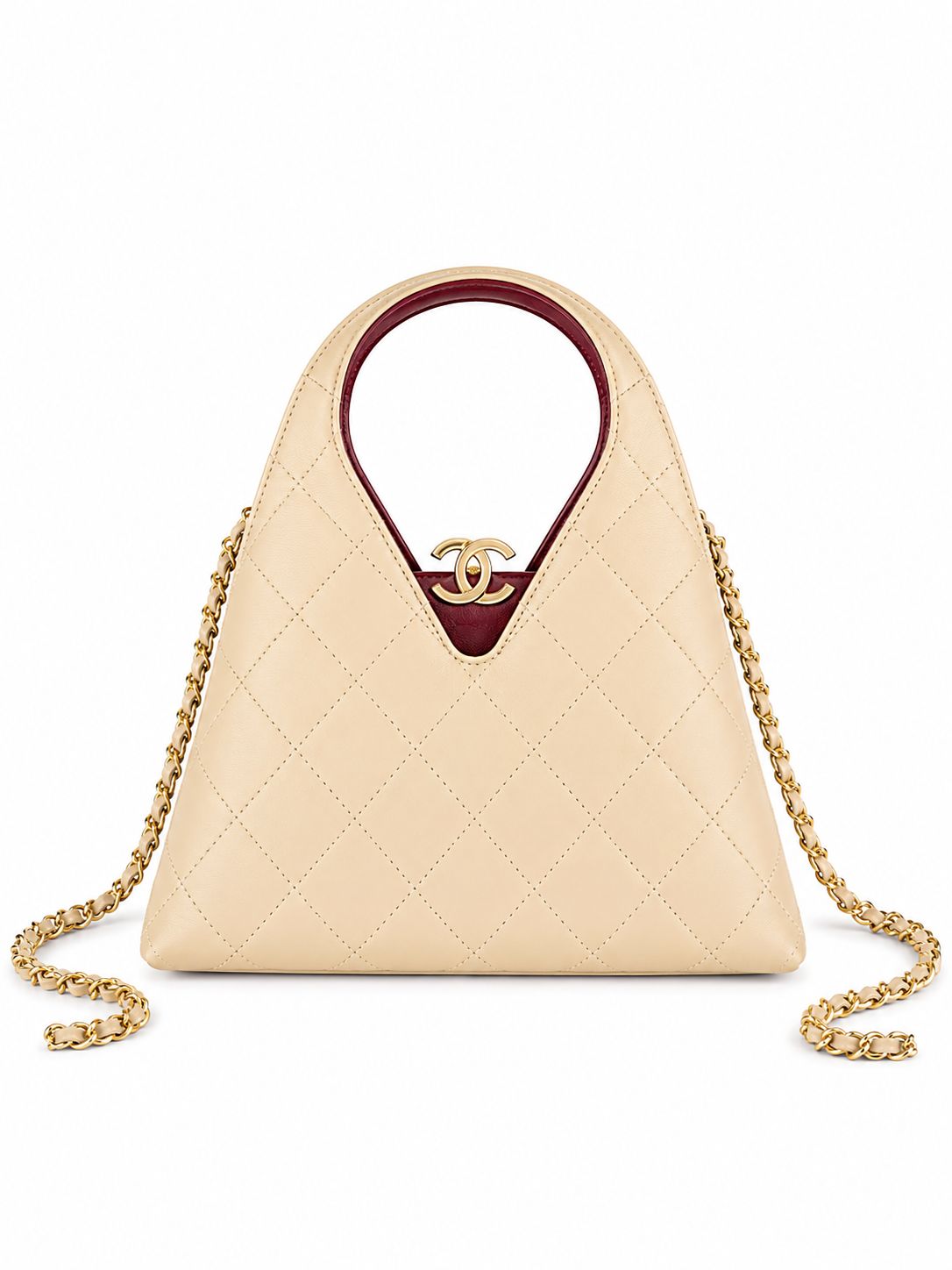 Quilted Leather Mini Shopping Bag with Chain