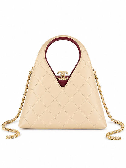 Quilted Leather Mini Shopping Bag with Chain