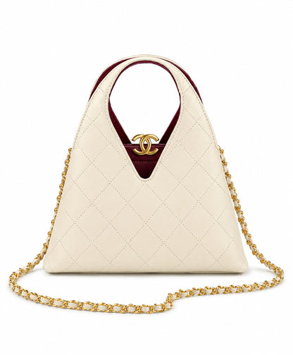 Quilted Leather Mini Shopping Bag with Chain