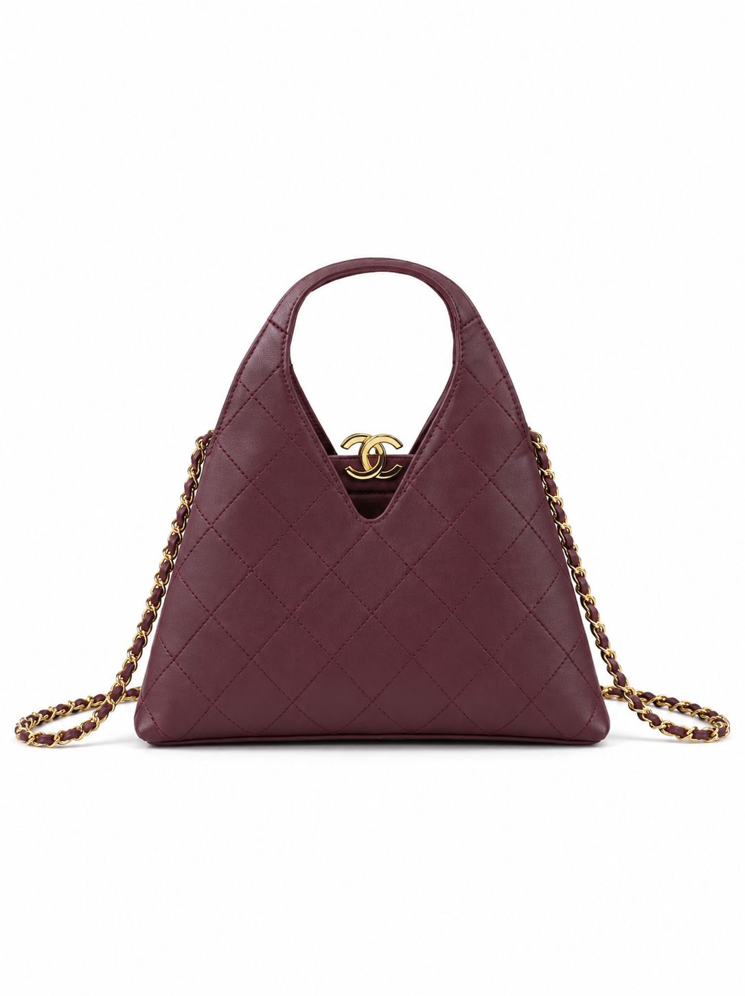 Quilted Leather Mini Shopping Bag with Chain