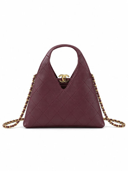 Quilted Leather Mini Shopping Bag with Chain