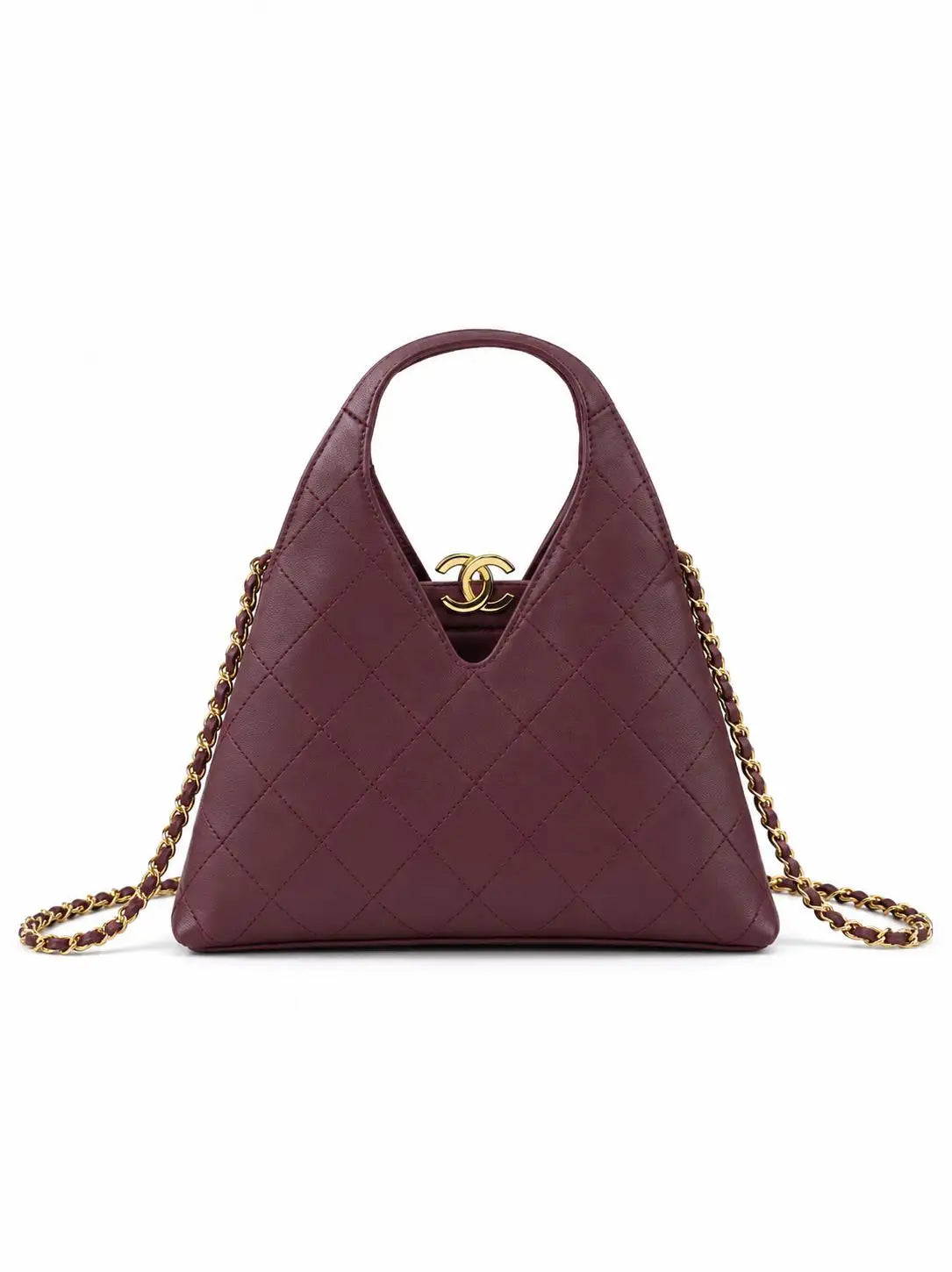 Quilted Leather Mini Shopping Bag with Chain