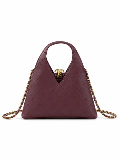 Quilted Leather Mini Shopping Bag with Chain