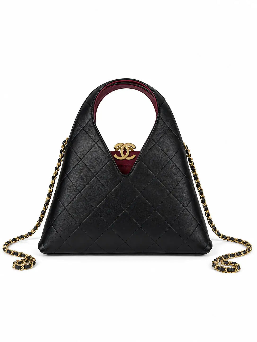 Quilted Leather Mini Shopping Bag with Chain