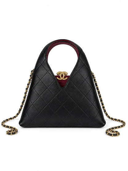 Quilted Leather Mini Shopping Bag with Chain