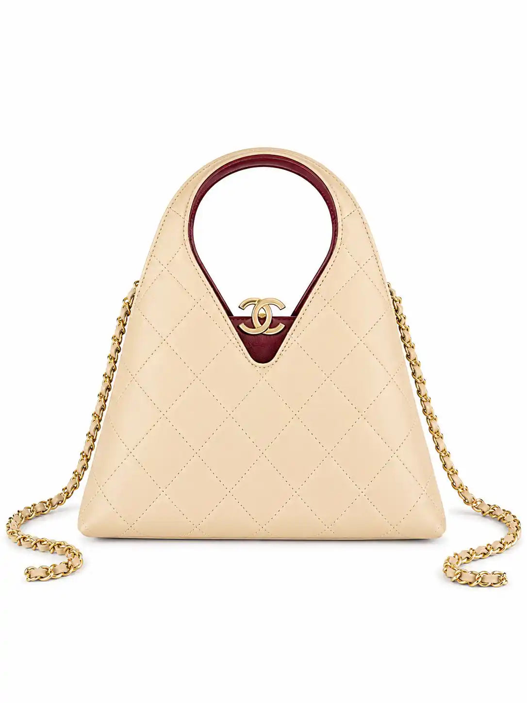 Quilted Leather Mini Shopping Bag with Chain
