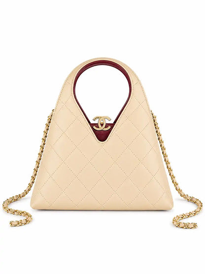 Quilted Leather Mini Shopping Bag with Chain