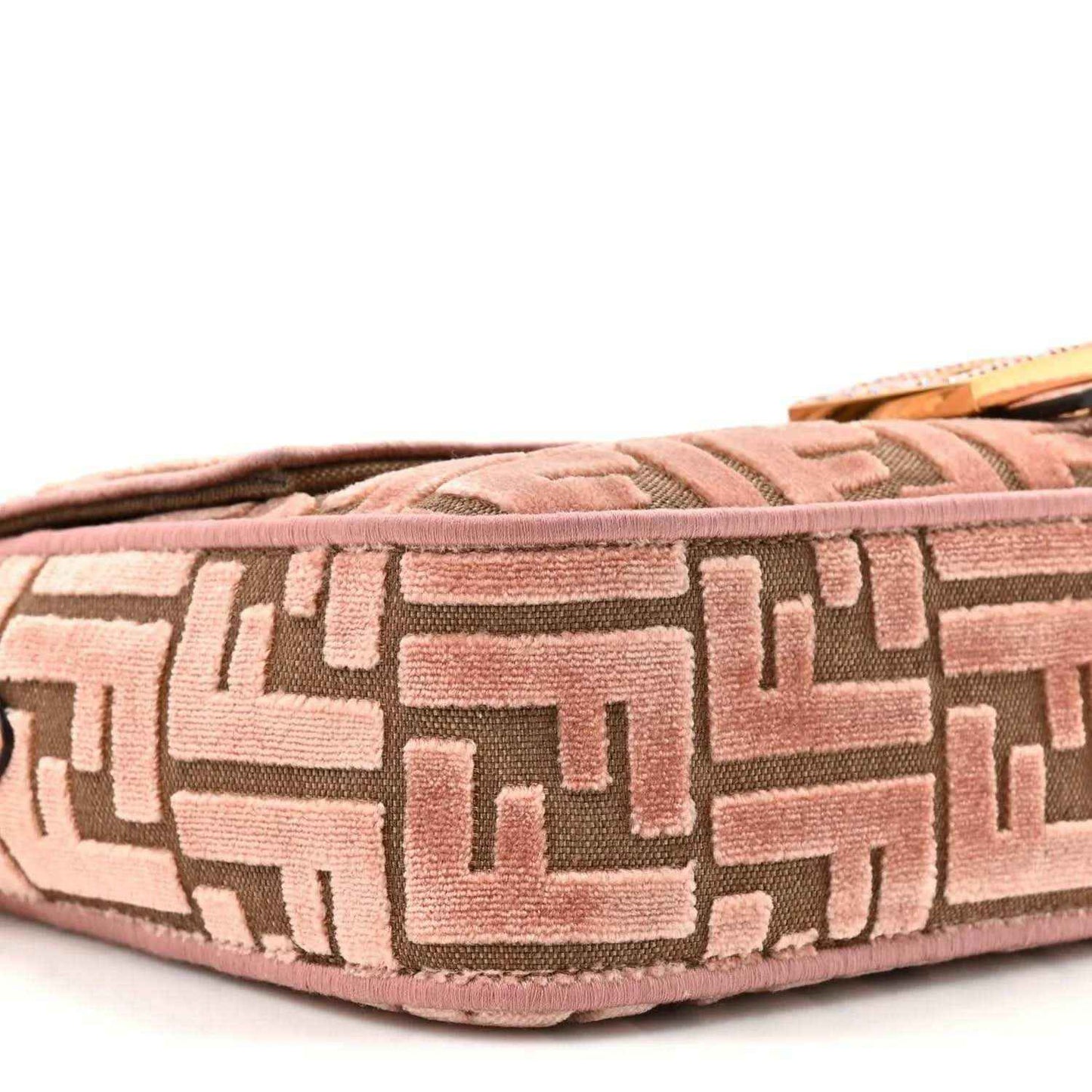 Pink velvet jacquard shoulder bag with FF monogram pattern