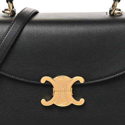 Black Celine medium shoulder bag front flap with gold-tone C clasp
