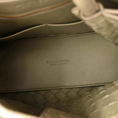 Medium Andiamo leather shoulder bag interior with stitched logo panel