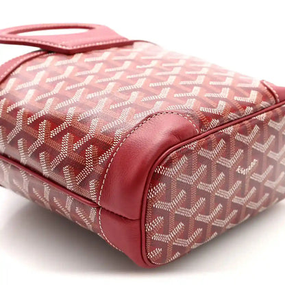 Red mini handbag with Goyardine pattern, smooth leather trim, top handle and strap