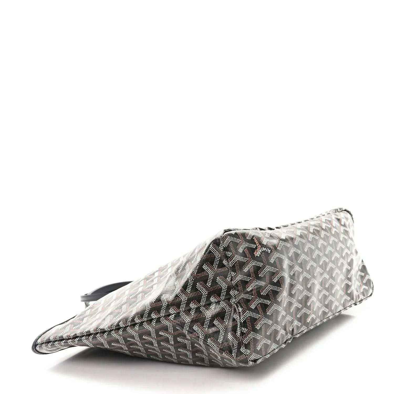 Goyardine zip pouch with classic black monogram pattern and black zipper trim