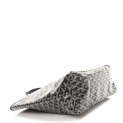 Goyardine zip pouch with classic black monogram pattern and black zipper trim