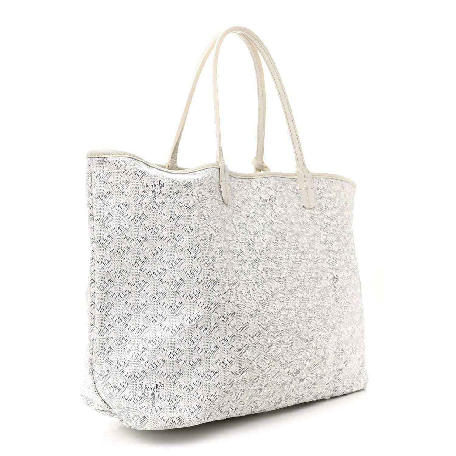 Goyard Saint Louis PM tote bag in white canvas, side view with top handles