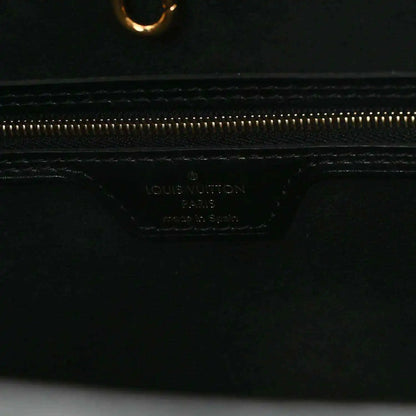 Black leather pouch base with Louis Vuitton logo stamp and gold zipper track