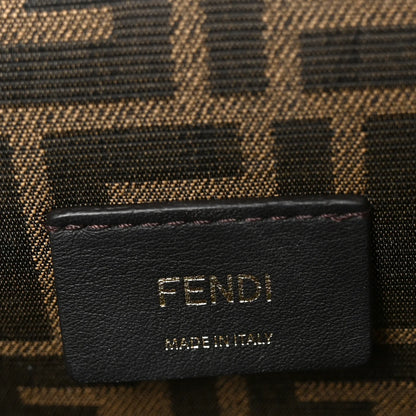 Black leather logo patch with FENDI and MADE IN ITALY text