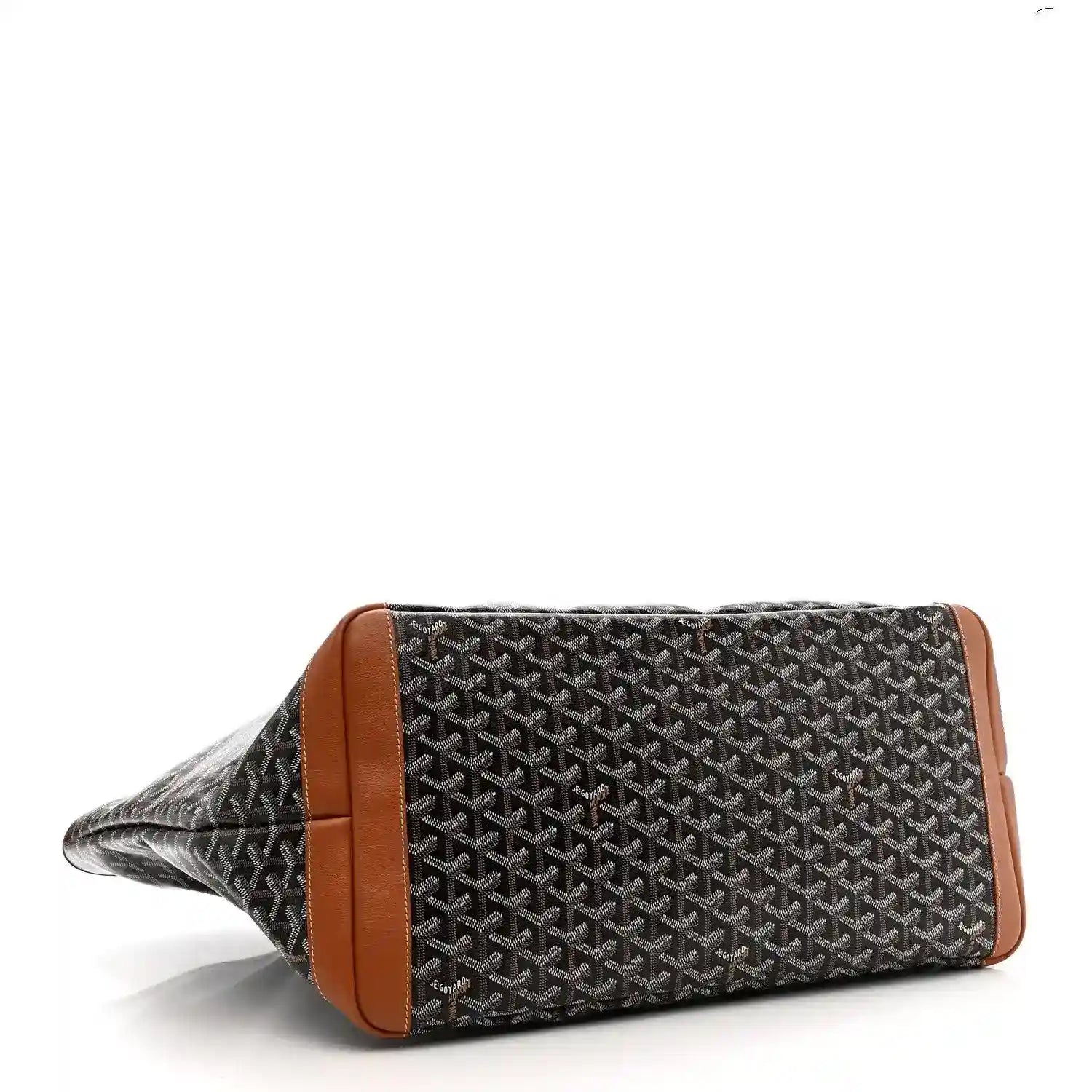 Goyard Artois GM tote bag, black Goyardine canvas with tan leather trim and base