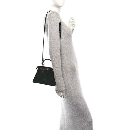 Fendi black crystal satchel worn crossbody with shoulder strap