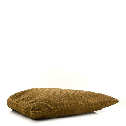 Olive suede intrecciato hobo bag, oval base and braided textured panels