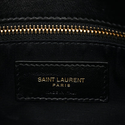 Saint Laurent Paris leather label on interior lining with gold-tone zipper