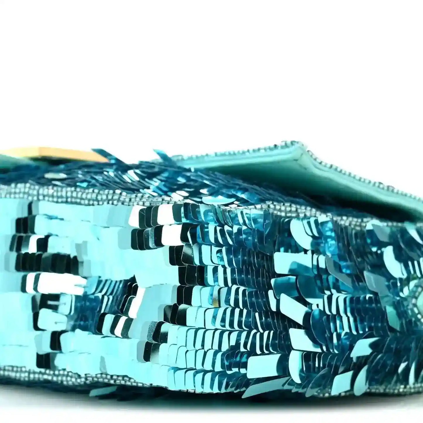 Fendi turquoise sequin baguette bag with paillettes