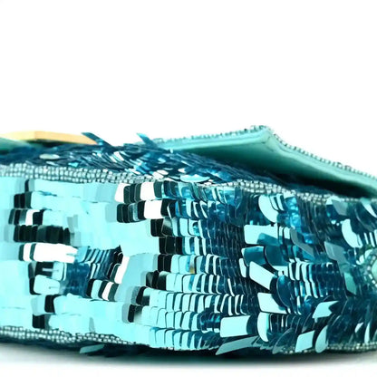 Fendi turquoise sequin baguette bag with paillettes