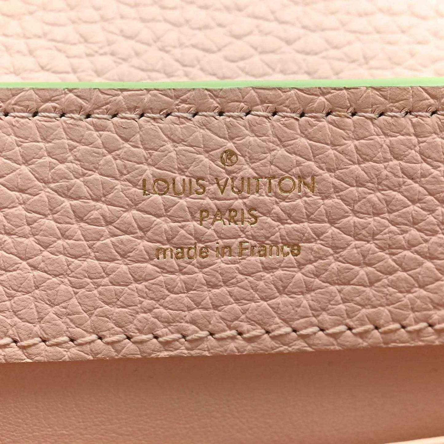 Louis Vuitton leather handbag, vert pomme green, Made in France stamp on inner panel