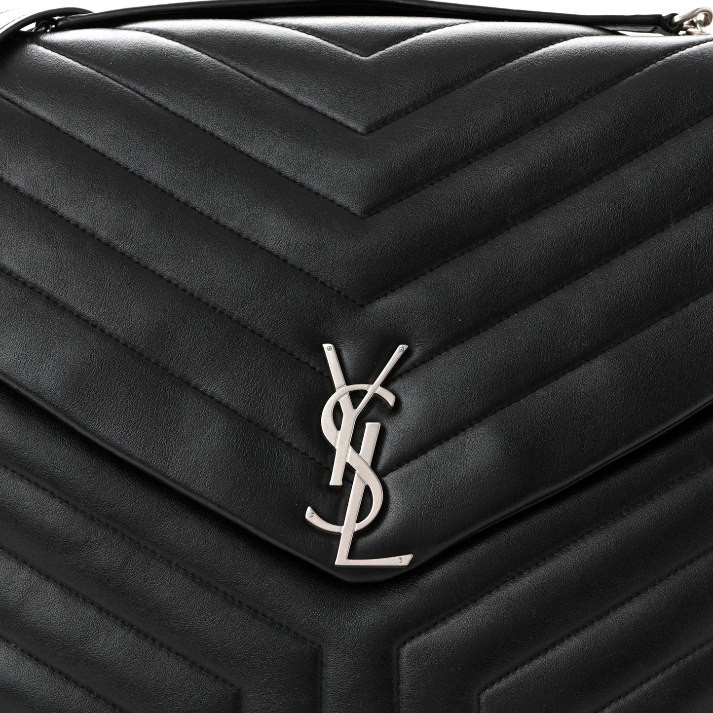 YSL monogram on black quilted leather satchel