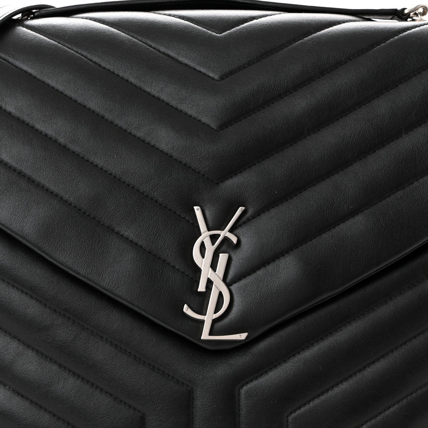 YSL monogram on black quilted leather satchel