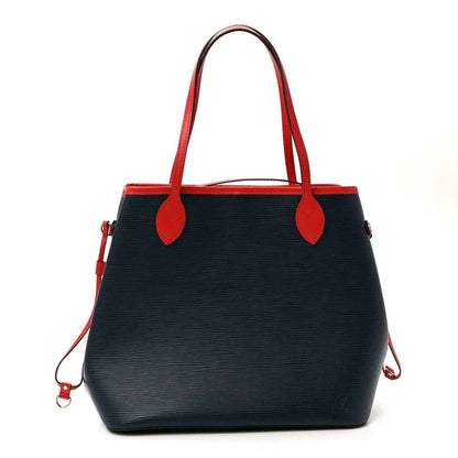 Louis Vuitton Epi Neverfull MM tote bag front view with red handles and zipped top