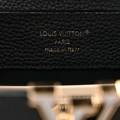 Black leather handbag with Louis Vuitton Paris made in Italy stamp