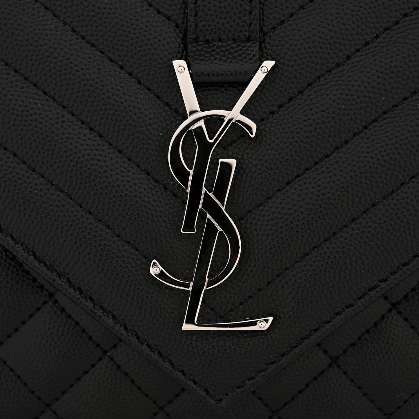 Medium satchel with black quilted pattern and silver-tone YSL logo hardware