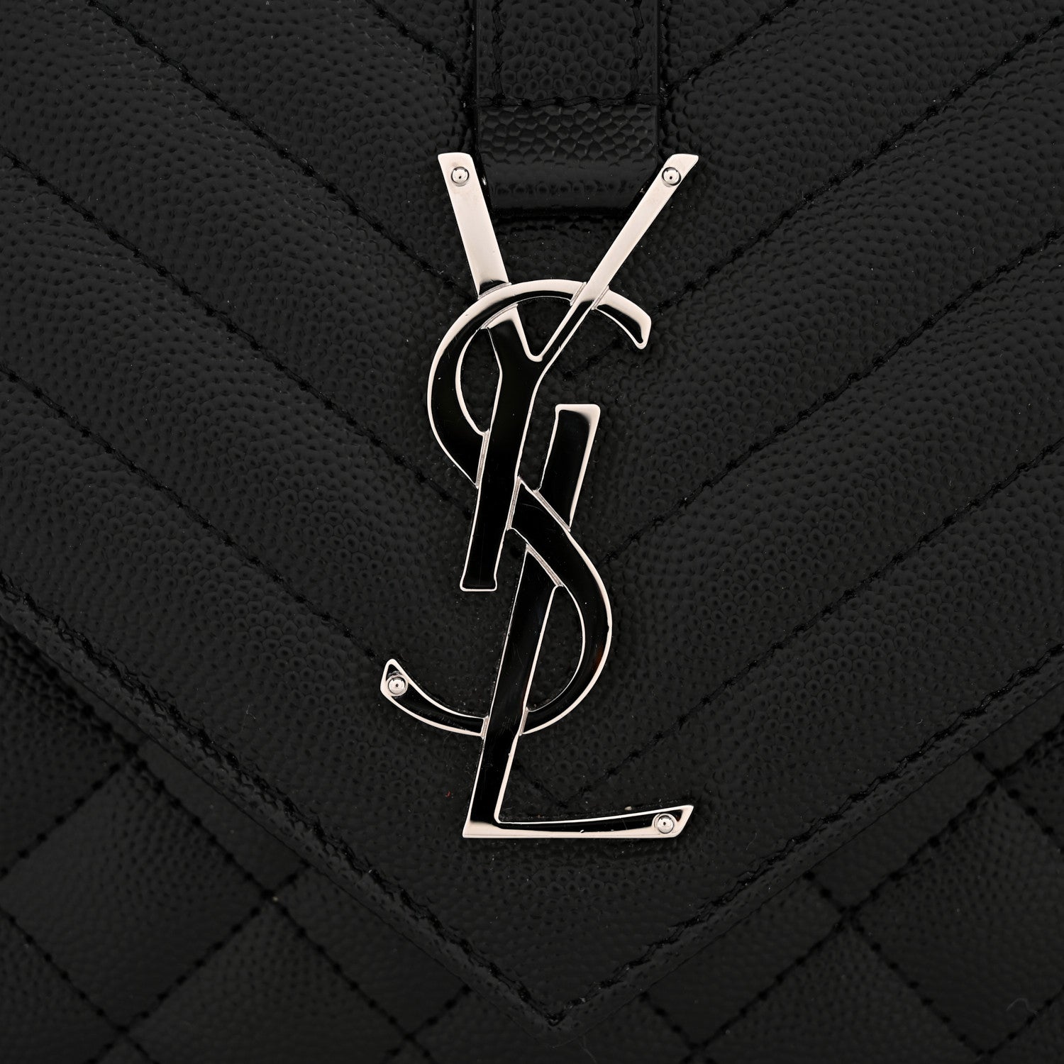 Medium satchel with black quilted pattern and silver-tone YSL logo hardware